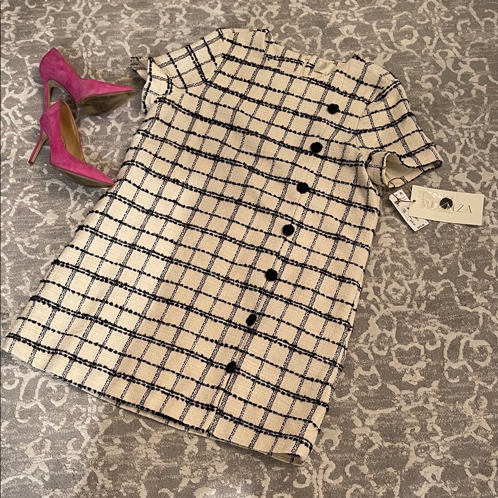 NEW Mestiza Cream and Black Checkered Dress